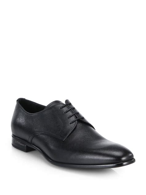 prada saffiano laced derby shoes|Black Saffiano Leather Derby Shoes .